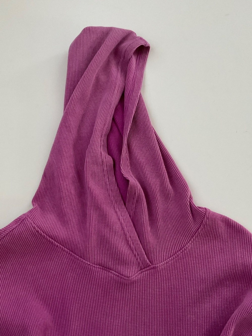 Jockey Waffle Knit Pullover Hoodie Sz M Purple Athleisure Thermal Relaxed Cozy - Picture 4 of 11